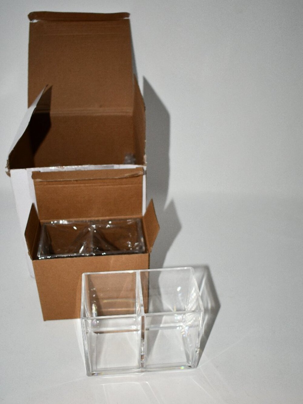 Gejoy Acrylic Pen Pencil Holder, Clear, 2 Compartment Desk Organizer, 2 Pack, NW